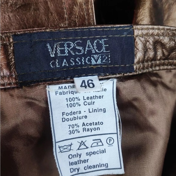 Versace Original Leather Metallic Skirt. IT size 46 but fits like a US size S. - Picture 6 of 6